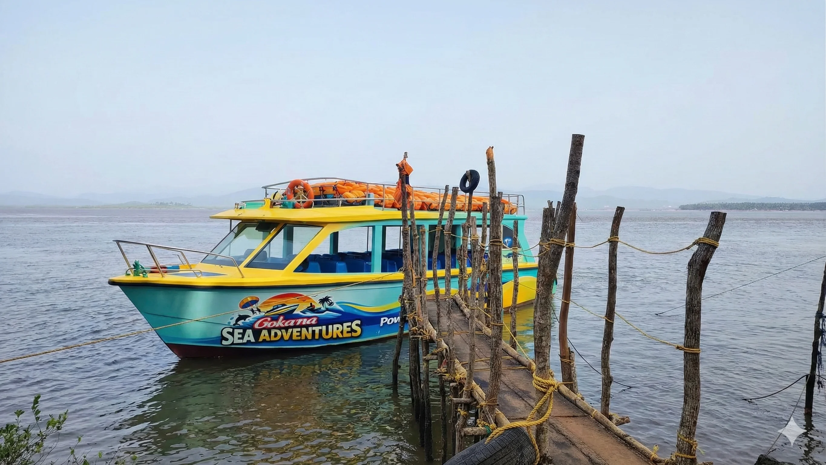Adventure boat parked and ready at Tadri Harbour Gokarna adventure boat parked at Tadri harbour
