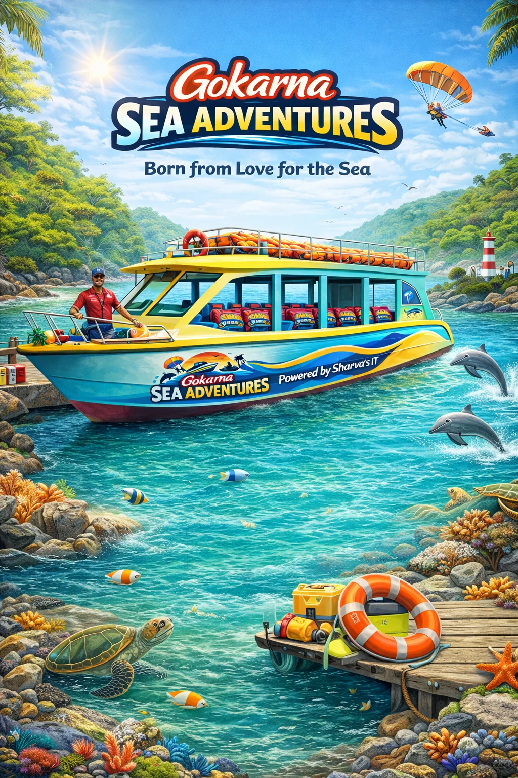 Gokarna Sea Adventures team and boat